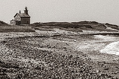 Block Island North Lighthouse on Sandy Point BW